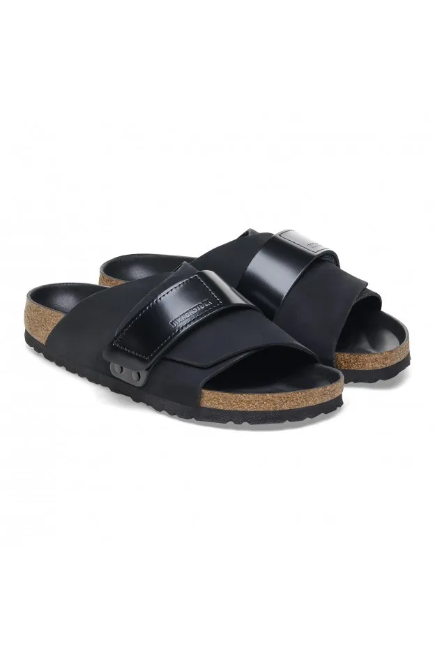   Birkenstock     Birkenstock Kyoto Black Nubuck Leather High Shine Leather    