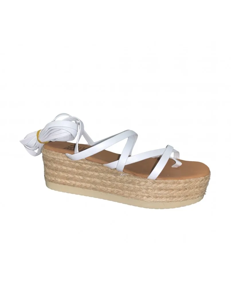 BUENO WU6107 sandali zeppa corda allacciatura schiava pelle donna