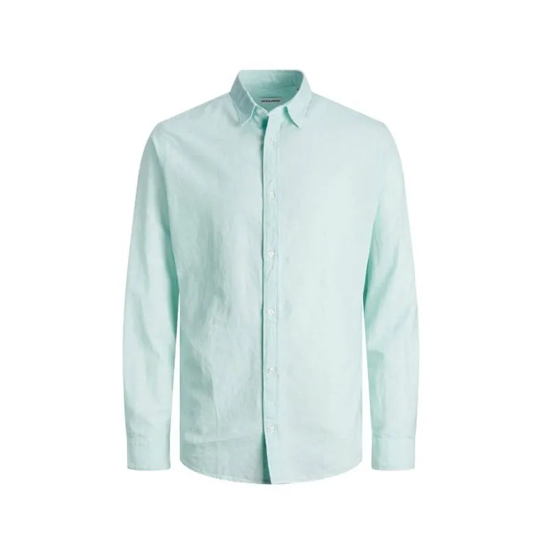 Camicia Taglie Forti Jack Jones manica lunga misto lino verde