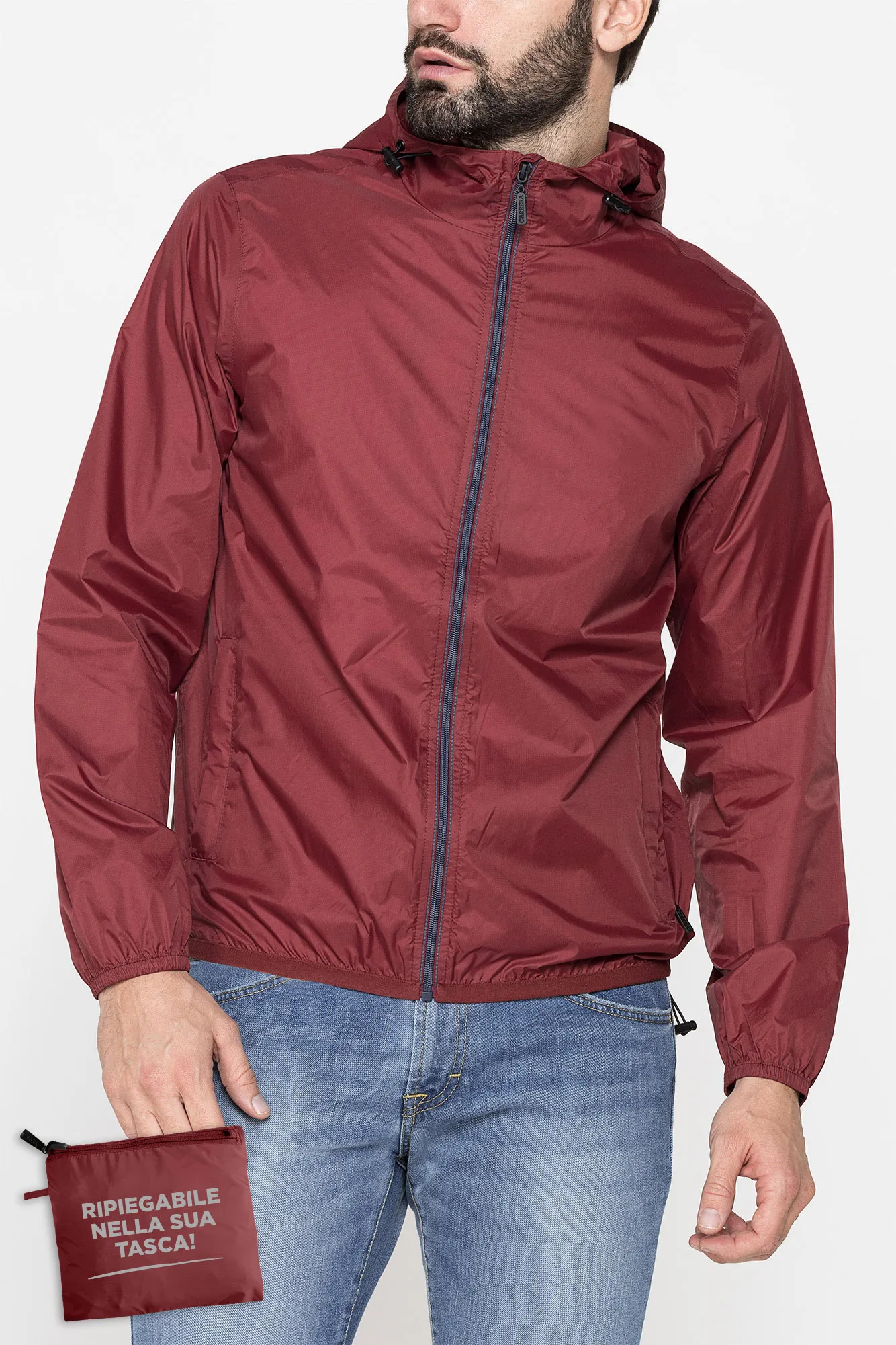Carrera  ---------    ------------Giubbino antivento in nylon ripstop - Rosso mattone