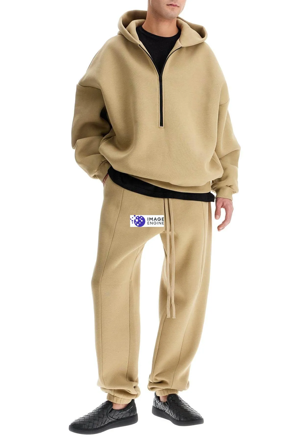 Felpa con cappuccio e mezza zip