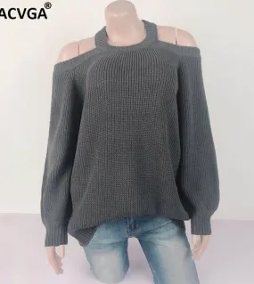 Gacvga Autumn Casual Knitted Sweater Women Long Sleeve Pullover Backness Cross Fall Winter Harajuku Sweater Mujer Outwea