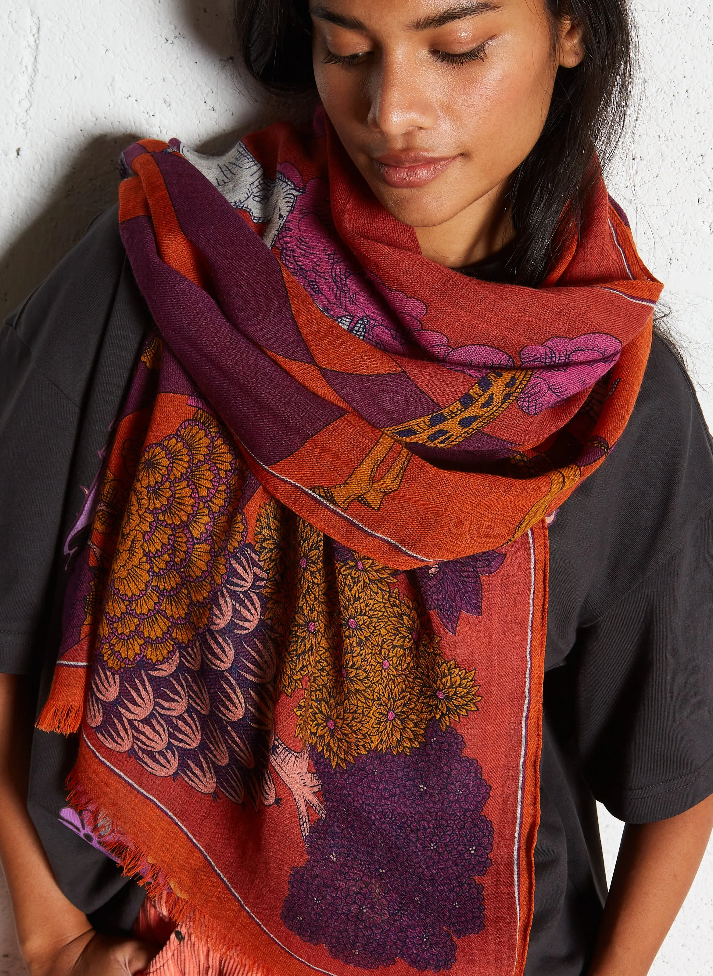  INOUI EDITIONS   MAGNUS - Foulard in lana stampata | Rosso