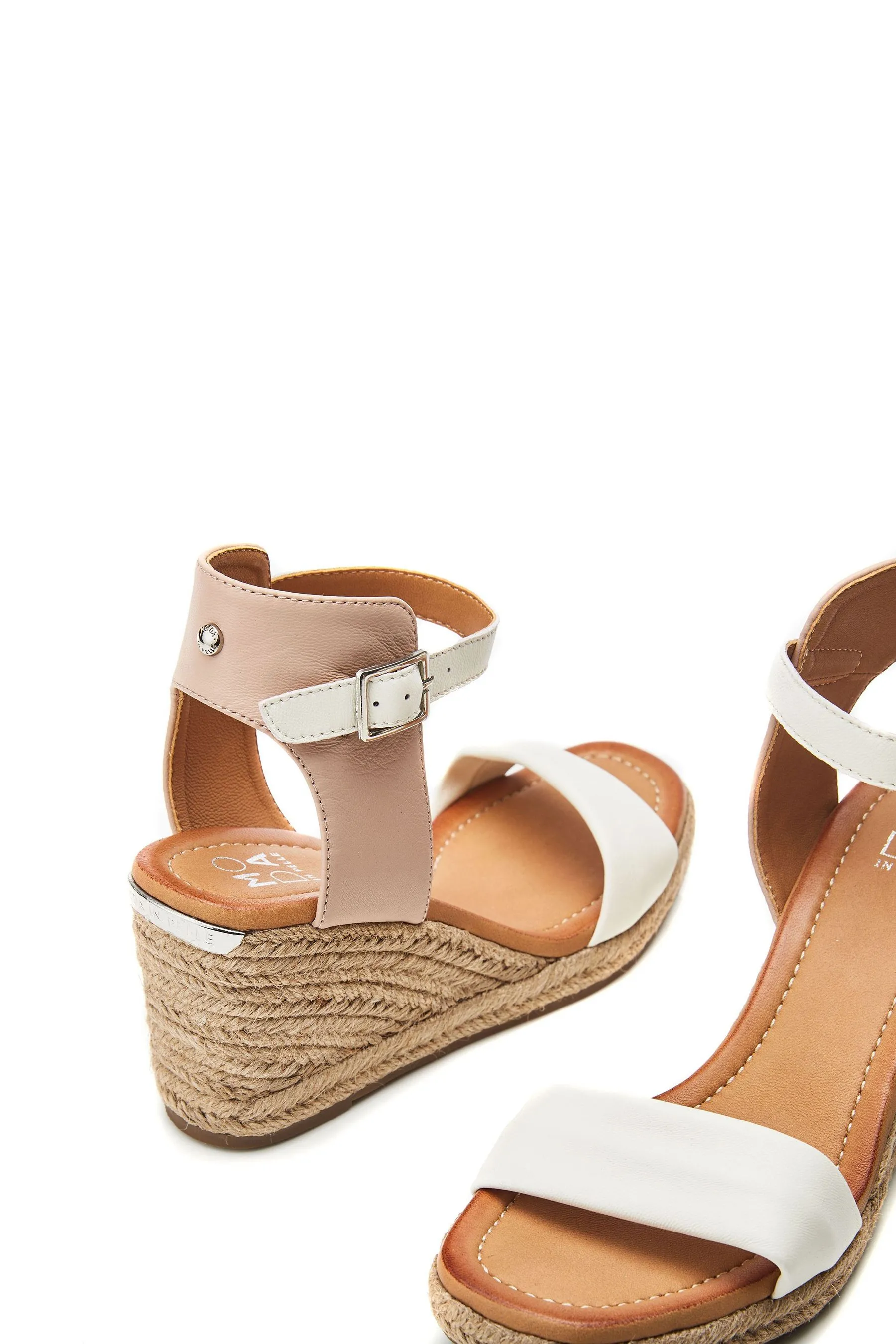 Moda in Pelle - Phyllis - Sandali con due cinturini a zeppa e punta quadrata    