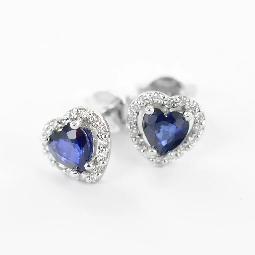 Parure Gioielli Cuore con Zaffiro blu e diamanti