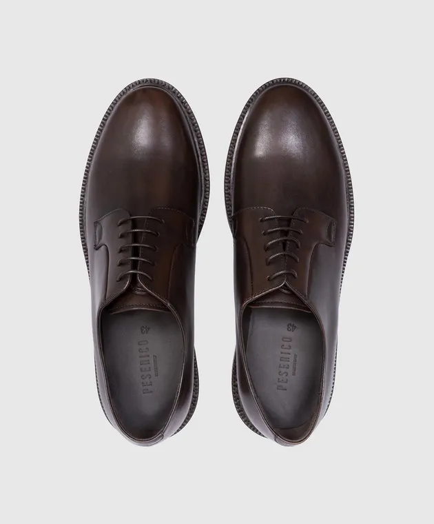 Peserico Derby in pelle marrone con logo in rilievo R79048C0CC224