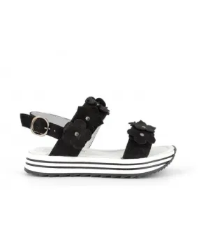 PRIMIGI 7434022 sandali scarpe bambina zeppa pelle nero