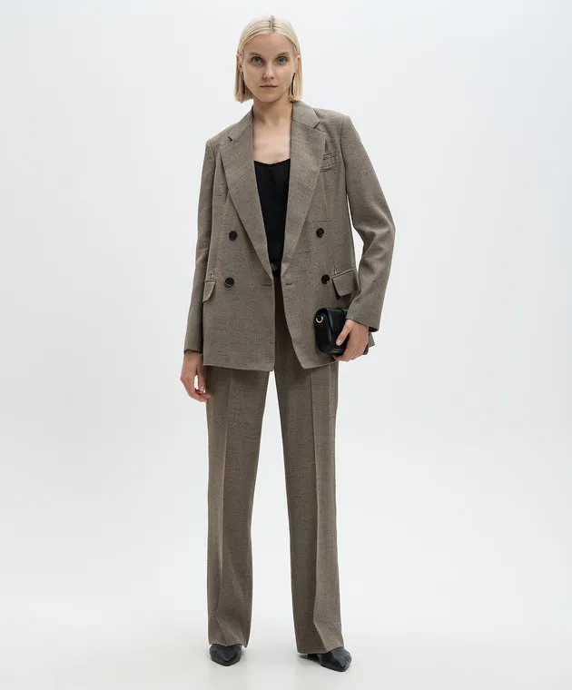 PROENZA SCHOULER Pantaloni Aiden marrone melange con lino R2436006AY185