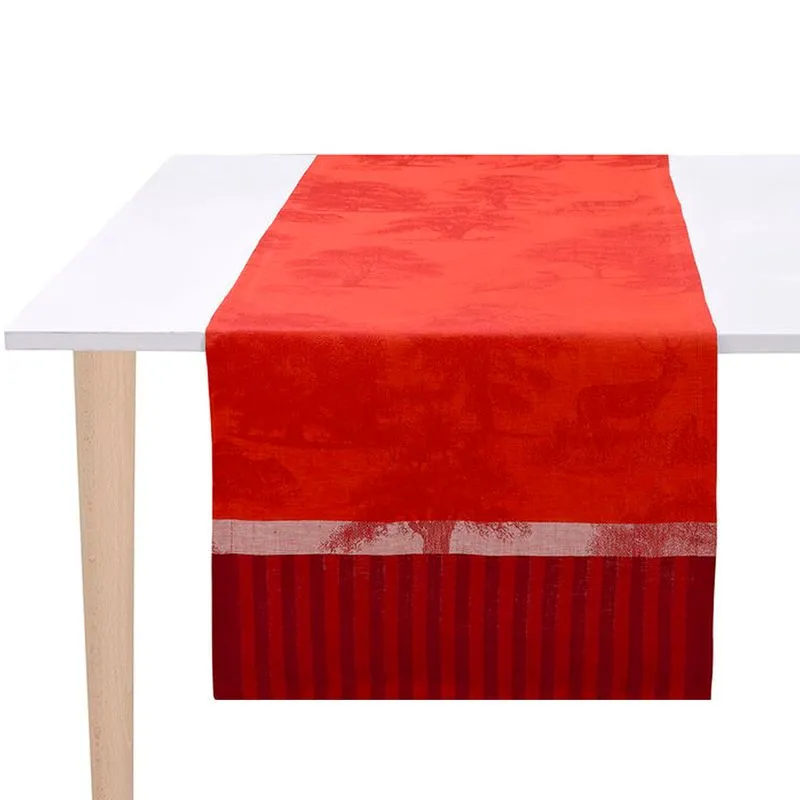 Runner Souveraine rosso in lino 50x150 