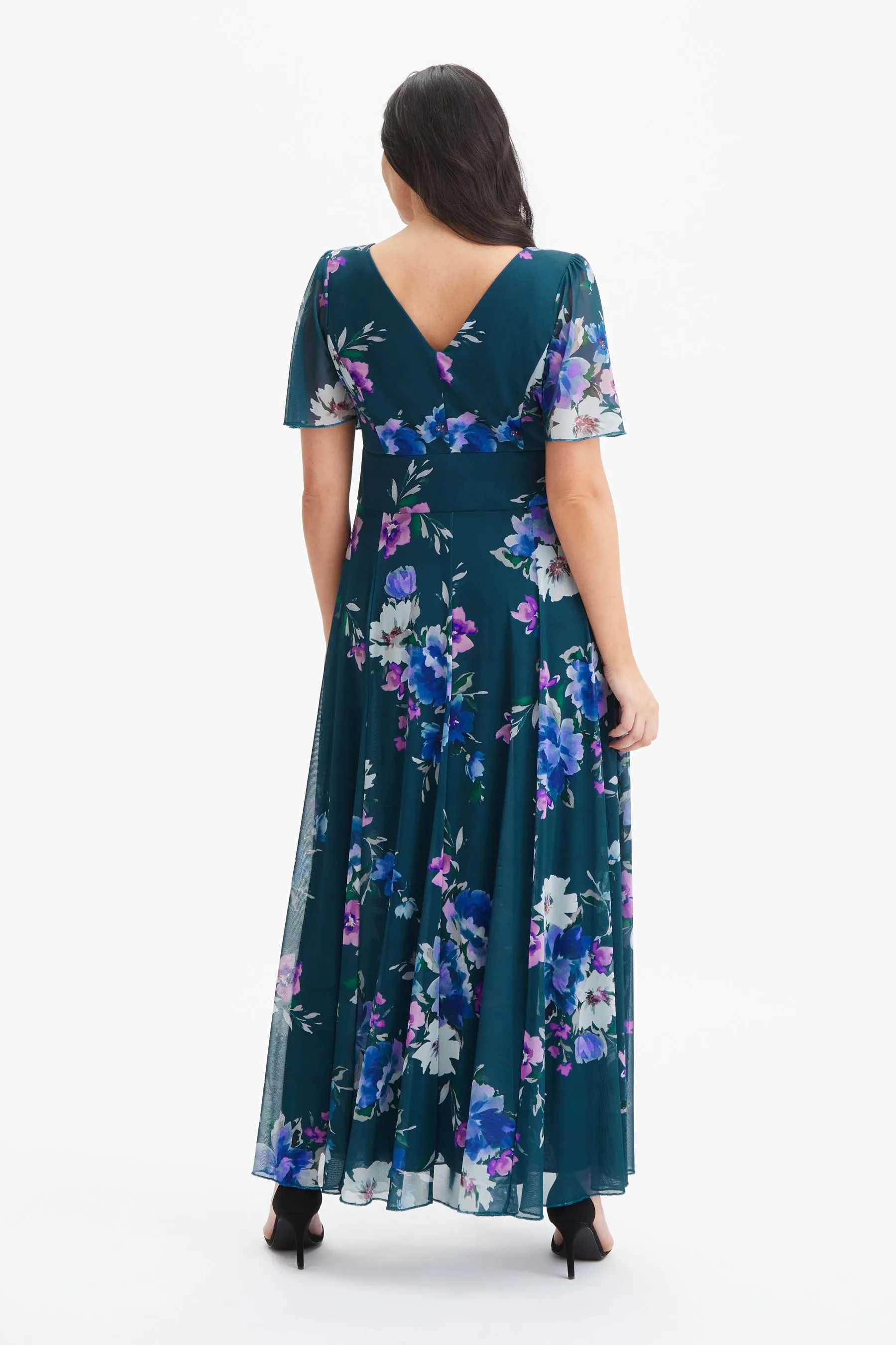 Scarlett & Jo Isabelle Chartreuse Angel Sleeve Maxi Dress    