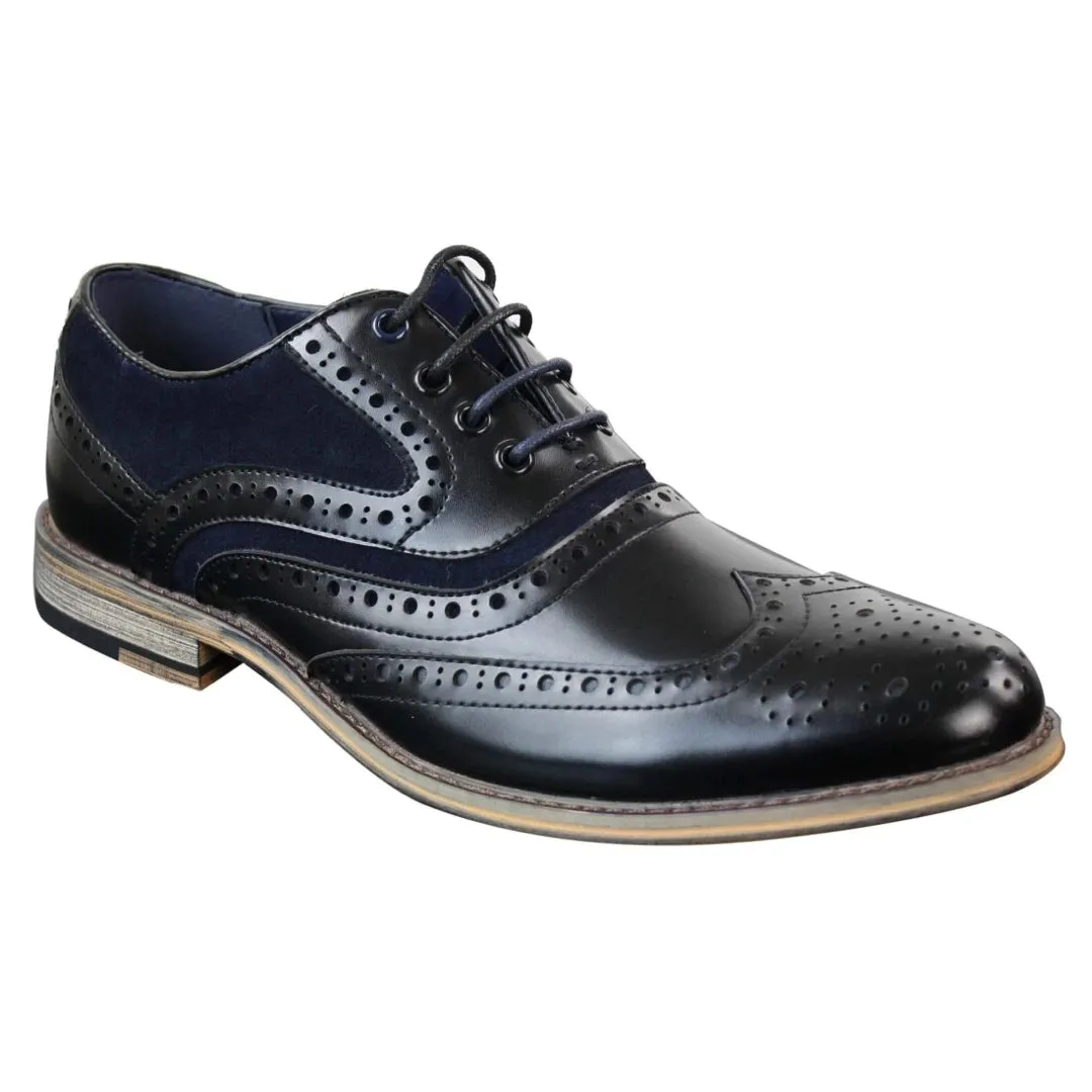 Scarpe Brogue Retro Scamosciate da Uomo in Vera Pelle con Lacci