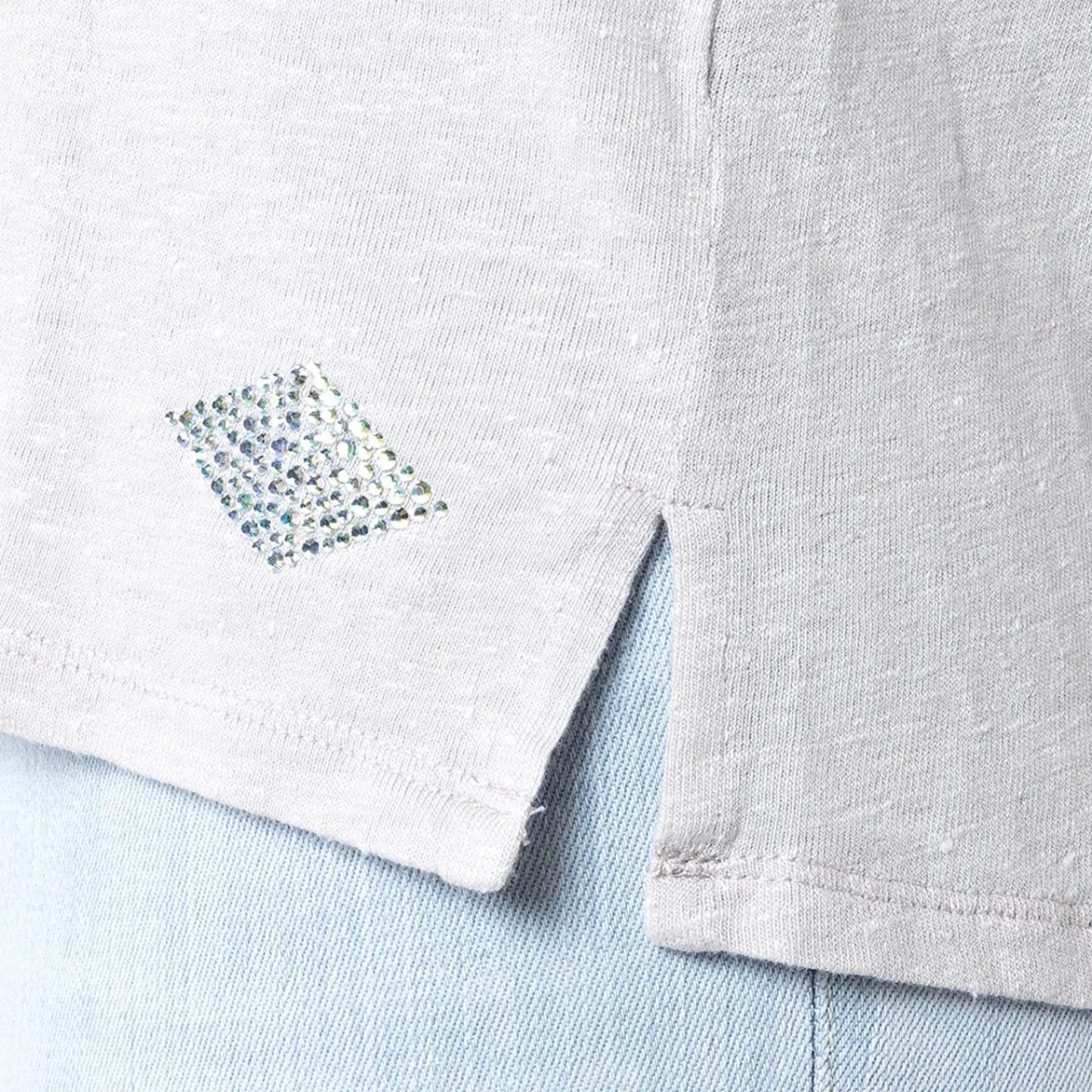 T-Shirt In Lino Essential, Bianco